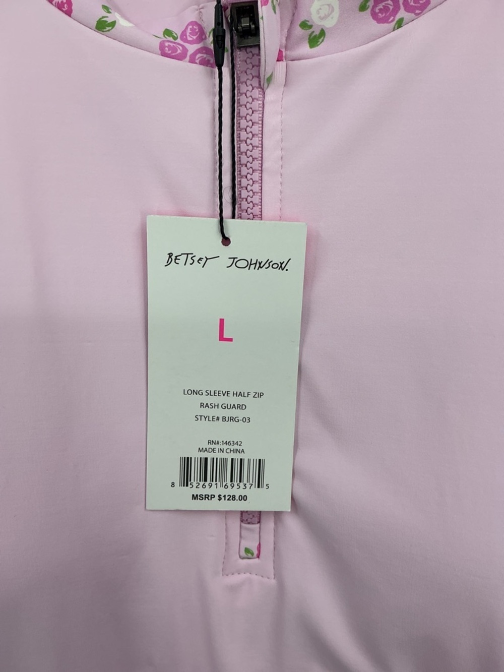 Betsey Johnson Light Pink Long-Sleeve Floral Sleeve Swim  811 Coverup - Picture 4 of 8